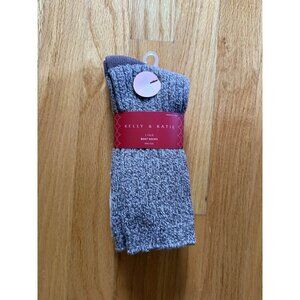 Kelly & Katie 2 Pack Boot Socks Gray/Tan Super Soft One Size NWT